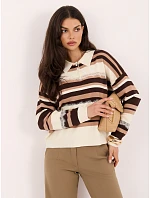 Sweter PM SW model 22400709 biało brązowy - FPrice Sweter PM SW model 22400709 biało brązowy - FPrice