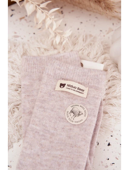 Dámské teplé vlněné ponožky s nášivkou – béžové Dámské teplé vlněné ponožky s nášivkou – béžové