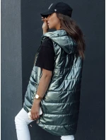 Dámská prošívaná dlouhá vesta s kapucí JESS zelená FashionStreet TY4454