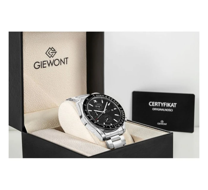 Pánské hodinky Giewont Chronograph Sapphire Silver Black GW8720-B2