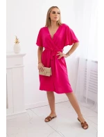 Šaty s vrstveným výstřihem fuchsie