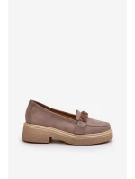 Dámské semišové mokasíny s ozdobou Cappuccino model 21652532 - Zazoo