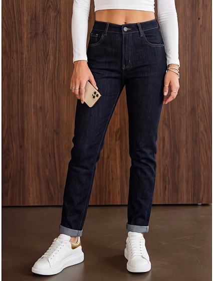 Džíny dámské mom fit s vysokým pasem tmavě modré FashionStreet UY3267 Džíny dámské mom fit s vysokým pasem tmavě modré FashionStreet UY3267