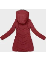 Červená dámská zimní bunda s kožešinovou podšívkou model 21791793 - LHD Červená dámská zimní bunda s kožešinovou podšívkou model 21791793 - LHD