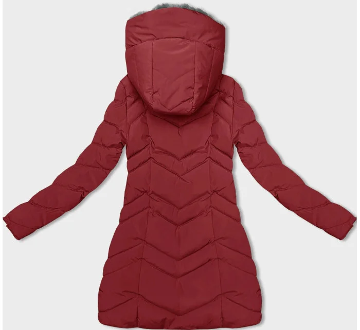 Červená dámská zimní bunda s kožešinovou podšívkou model 21791793 - LHD Červená dámská zimní bunda s kožešinovou podšívkou model 21791793 - LHD