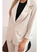 Dámská souprava Punto elegantní sako a kalhoty béžový Dámská souprava Punto elegantní sako a kalhoty béžový