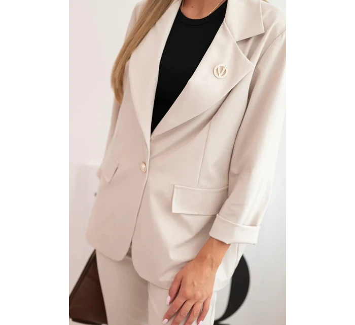 Dámská souprava Punto elegantní sako a kalhoty béžový Dámská souprava Punto elegantní sako a kalhoty béžový