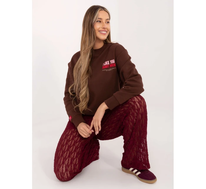 Mikina D10608BC02568J tmavě hnědá Mikina D10608BC02568J tmavě hnědá