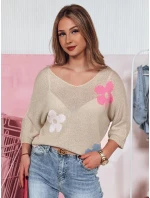 Dámský prolamovaný svetr beige Dstreet model 21976226 - FashionStreet