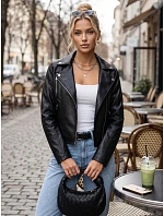 Dámská kožená bunda ve stylu Ramones, černá, FashionStreet TY5723