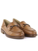 Dámské kožené mokasíny polobotky camel model 22015075 - VINCEZA Dámské kožené mokasíny polobotky camel model 22015075 - VINCEZA