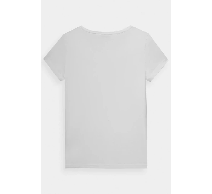 Hladké dámské tričko s logem bílé model 21668535 - 4F Hladké dámské tričko s logem bílé model 21668535 - 4F