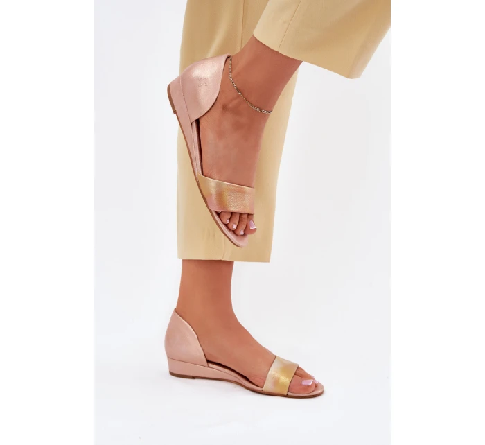 Kožené sandály model 21701914 růžové zlato - Maciejka
