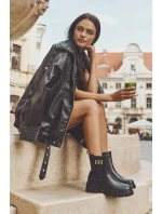 Dámské kotníkové boty se zlatým detailem zateplené černé model 21710118 - Boto