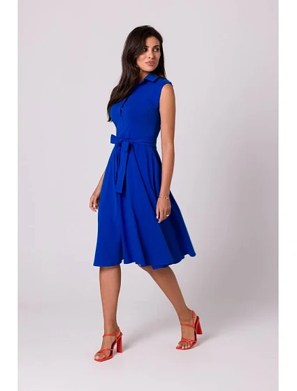 Bavlněné šaty ve střihu modré model 18407249 - BeWear Bavlněné šaty ve střihu modré model 18407249 - BeWear