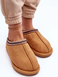 Dámské semišové pantofle s kožíškem Hnědá Polinna