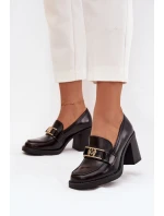 Dámské polobotky na sloupku se zlatým detailem Privelle – čokoládové