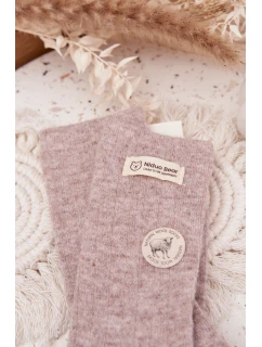 Dámské teplé vlněné ponožky s nášivkou – béžové