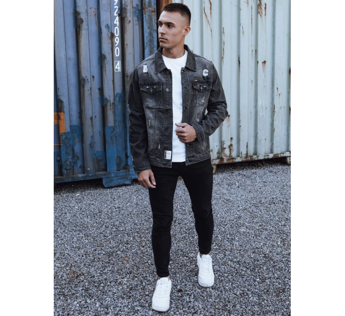 Pánská šedá džínová bunda model 21980259 - Dstreet