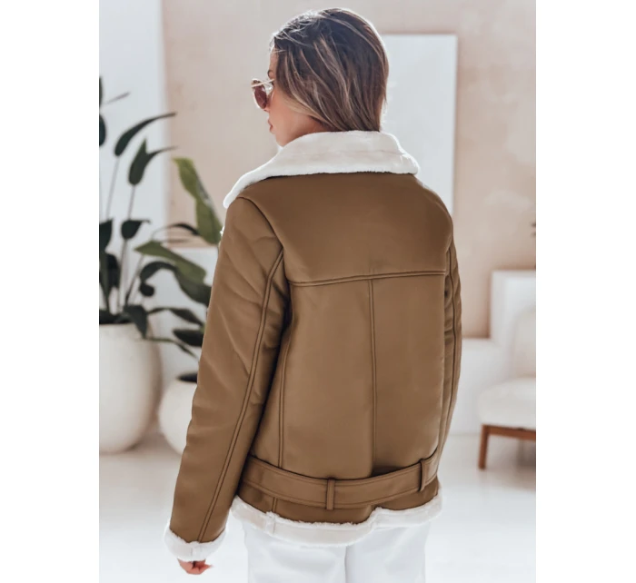 Dámská kožená bunda s ovčí kůží NORFDIMA camel FashionStreet TY4738
