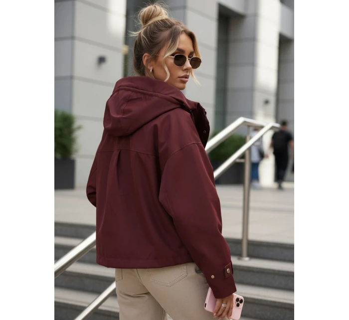 Kurtka przejściowa damska z kapturem i bordowa model 22035956 - FashionStreet