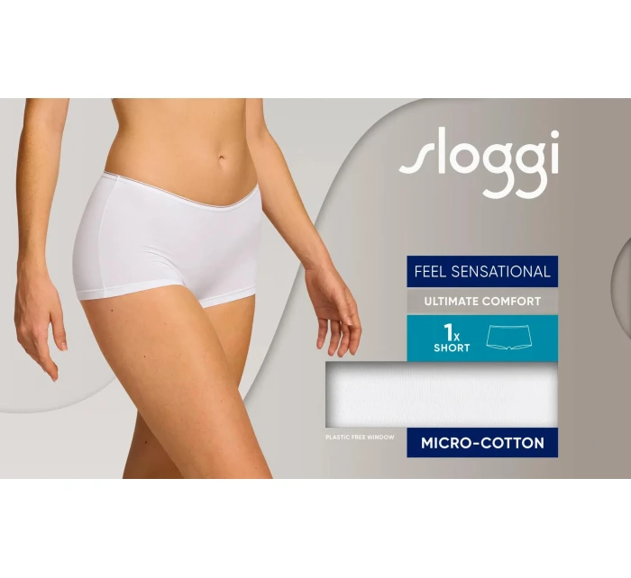 Dámské kalhotky sloggi Feel Sensational Short 02 bílé - SLOGGI Dámské kalhotky sloggi Feel Sensational Short 02 bílé - SLOGGI