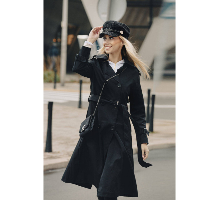 Černý kabát s páskem model 17032514 - Ann Gissy