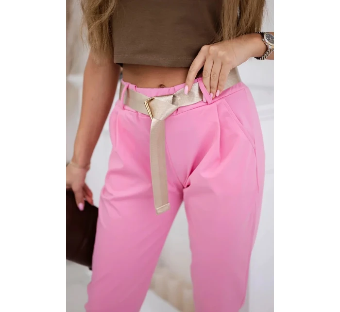 Kalhoty Puntor s páskem růžový Kalhoty Puntor s páskem růžový