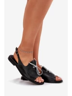 Kožené ploché sandály Zazoo 2898 černé Kožené ploché sandály Zazoo 2898 černé