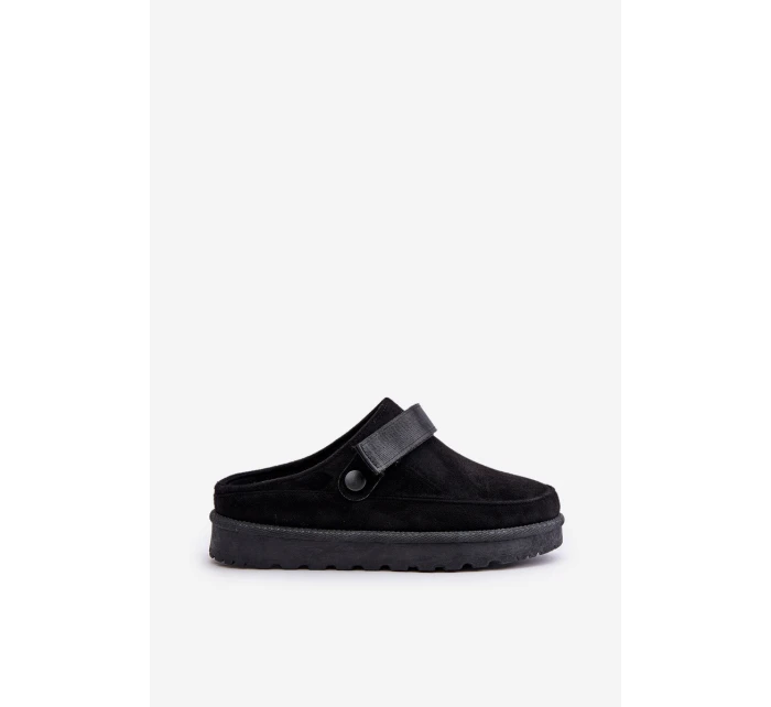 Dámské pantofle zateplené kožíškem na platformě černé model 21671344 - Boto