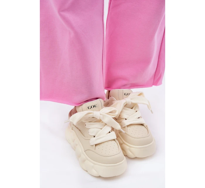 Dámské Kožené Tenisky Na Masivní Platformě GOE RR2N4043 Béžové
