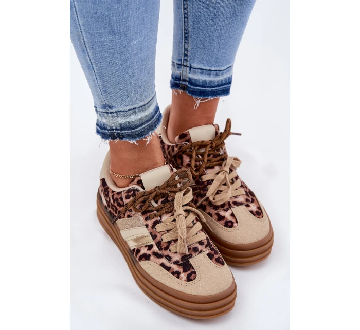 Dámské Tenisky Na Platformě S Dvojitým Šněrováním Leopardí Béžové Niteria Dámské Tenisky Na Platformě S Dvojitým Šněrováním Leopardí Béžové Niteria