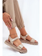 Dámské Kožené Sandály Na Platformě Béžové model 21697428 - Zazoo
