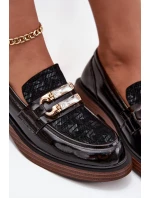 Kožené lakované dámské mokasiny s odlišným detailem D&A MR52-173 Černé