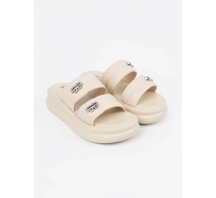 Jedinečné Jasnobeżowy dámské  nazouváky platforma