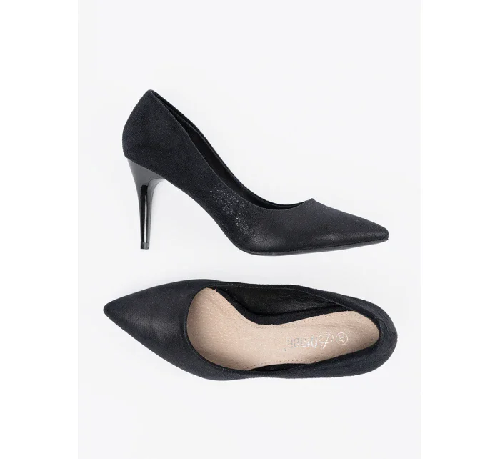 Pěkné dámské  lodičky černé na jehlovém podpatku