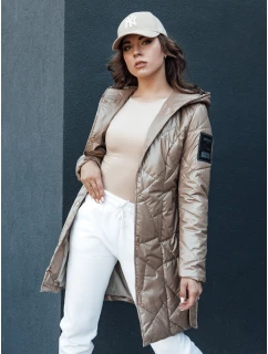 Dámská prošívaná dlouhá bunda s kapucí PAUL béžová FashionStreet TY4411