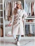 Dámský dlouhý kabát s páskem SLIMFOTA bílý FashionStreet NY0745