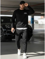 Pánská mikina s potiskem černá Dstreet BX5947 Pánská mikina s potiskem černá Dstreet BX5947