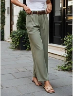Dámské kalhoty z lyocellu se širokými nohavicemi, zelené, FashionStreet UY3066