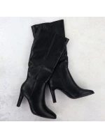 Dámské černé kozačky na podpatku model 21905463 - JEZZI