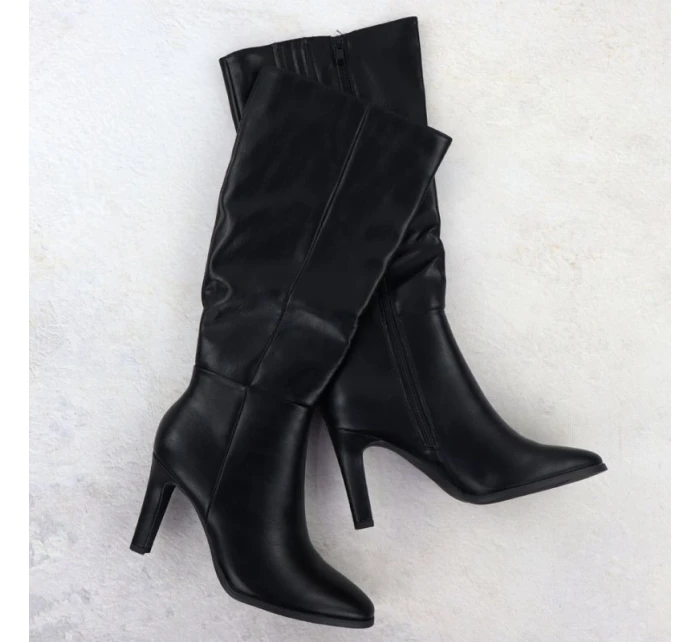 Dámské černé kozačky na podpatku model 21905463 - JEZZI