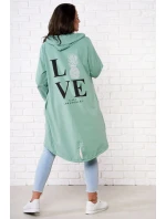 Plášť s potiskem v tmavě mátové barvě