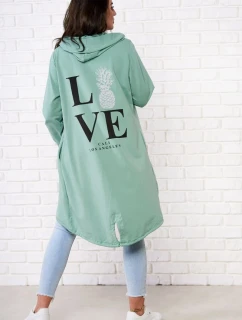 Plášť s potiskem v tmavě mátové barvě