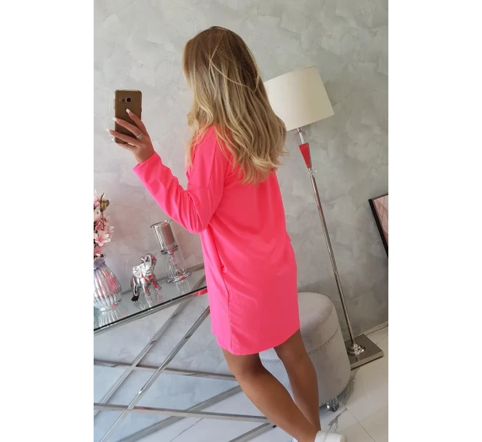 Šaty s kravatou růžové neonové
