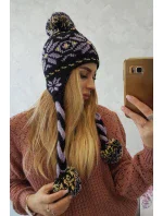 Kostkovaná čepice Fabia K272 černá+fialová Kostkovaná čepice Fabia K272 černá+fialová