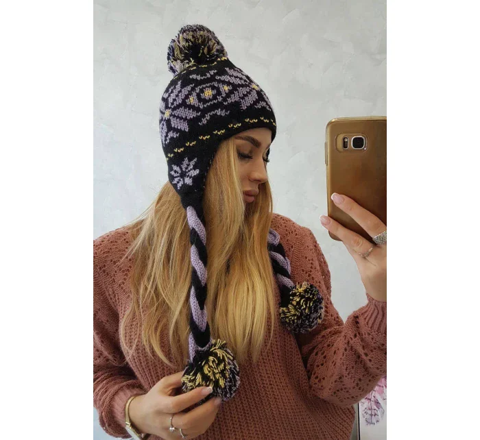 Kostkovaná čepice Fabia K272 černá+fialová Kostkovaná čepice Fabia K272 černá+fialová