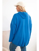 Dámská mikina Plus Size s kapucí a potiskem chabrová Dámská mikina Plus Size s kapucí a potiskem chabrová