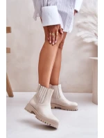 Dámské boty na plochém podpatku kožené světle béžové Lewski 3611