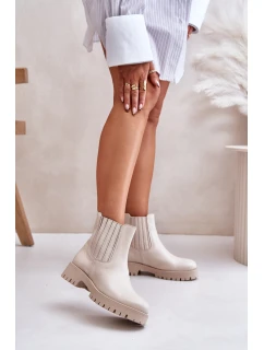 Dámské boty na plochém podpatku kožené světle béžové Lewski 3611